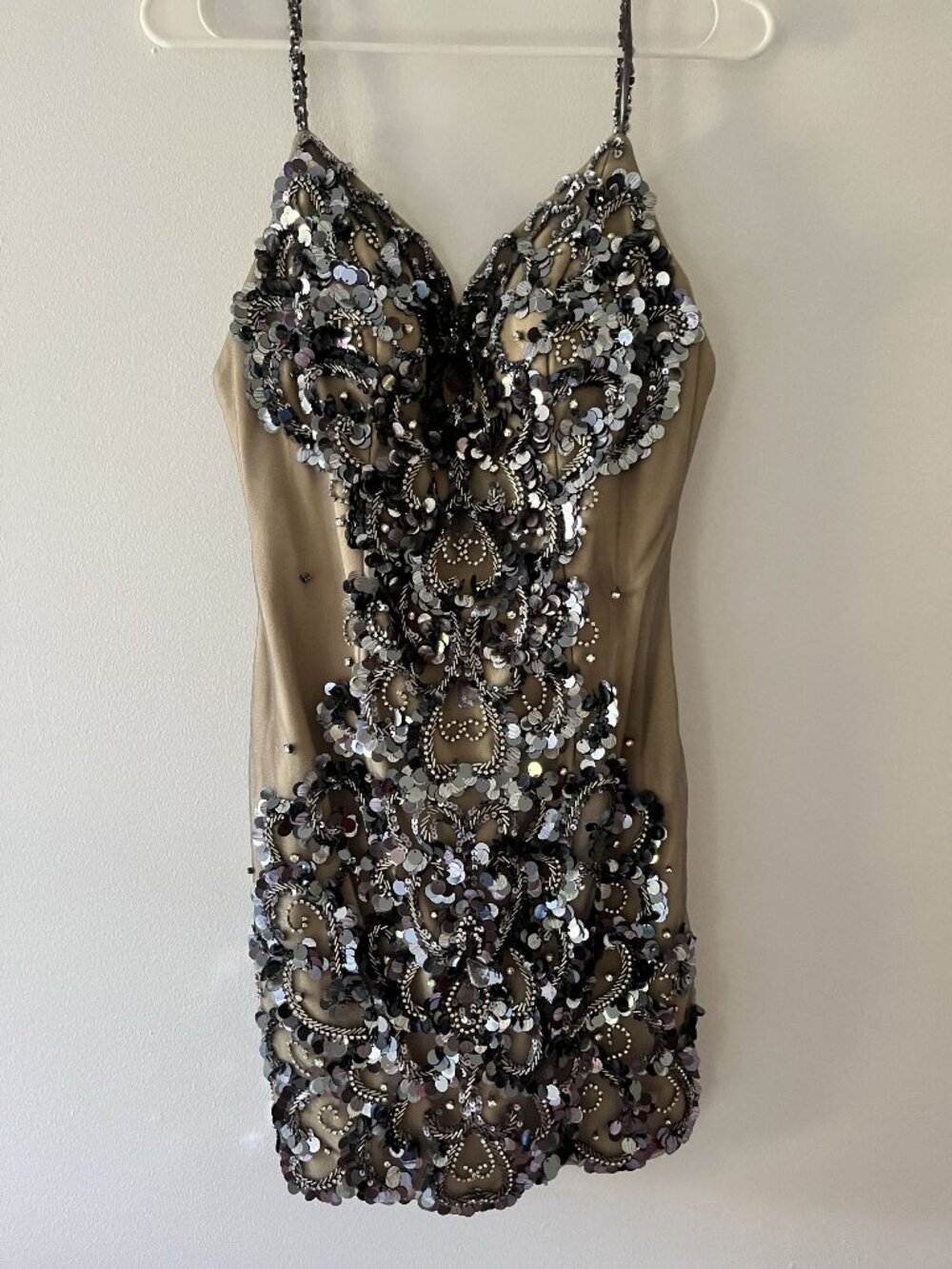 Jeweled, Backless Mini Dress